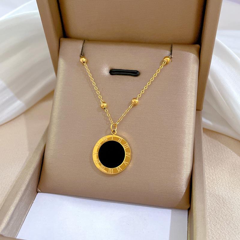 Geometric Planet Personality Minimalist Wind Furnace Real Gold Necklace Female Collarbone Chain