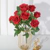 Single Of Bouquet Nine Head Roses Artificial Fake Flowers Wedding And Home Decor