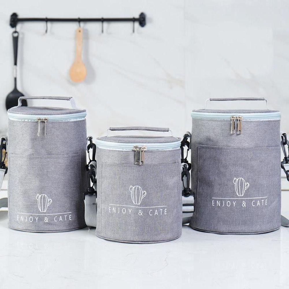 Okrągła torba lunchowa Oxford Duża pojemność Torba termiczna z miejscem na ryż do pracy