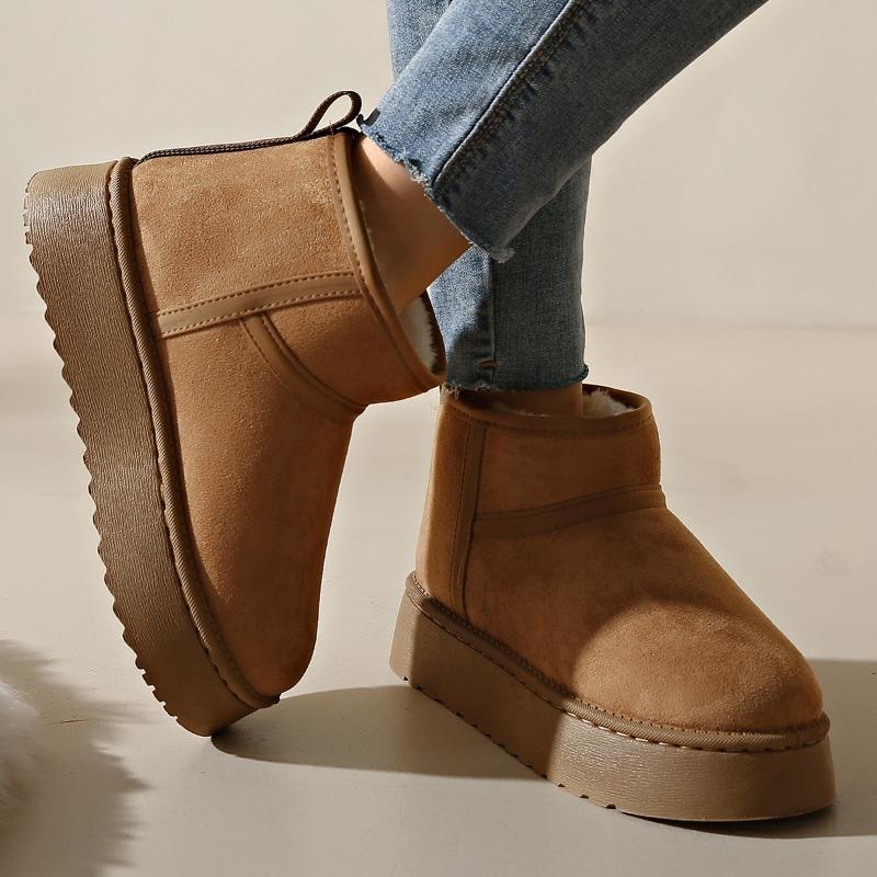 New Round Head Suede Sexy Comfortable Warm Casual Snow Boots Winter Thick-soled Walking Boots for Women