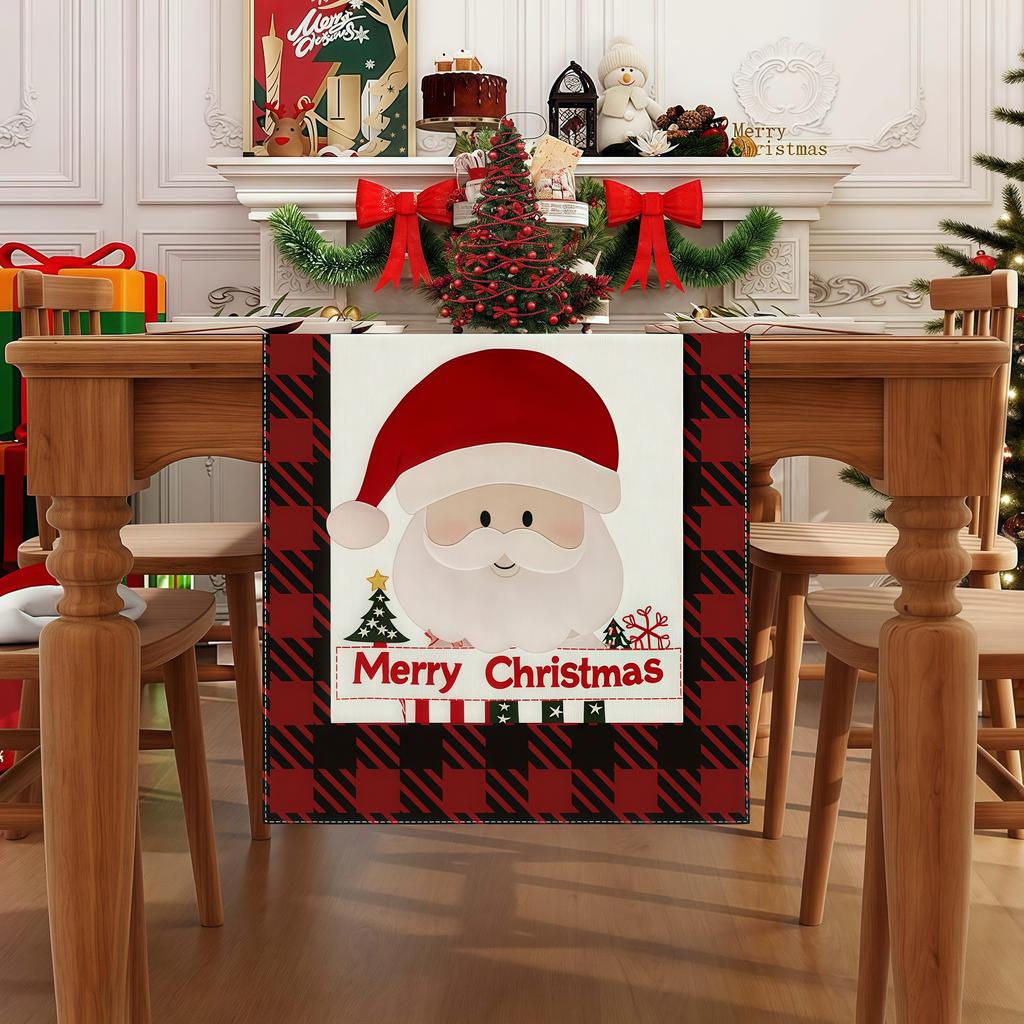 1pc 30*180CM Christmas Linen Table Runner Merry Christmas Decoration for Home Xmas Table Decor 2025 Navidad Notal Noel Ornament