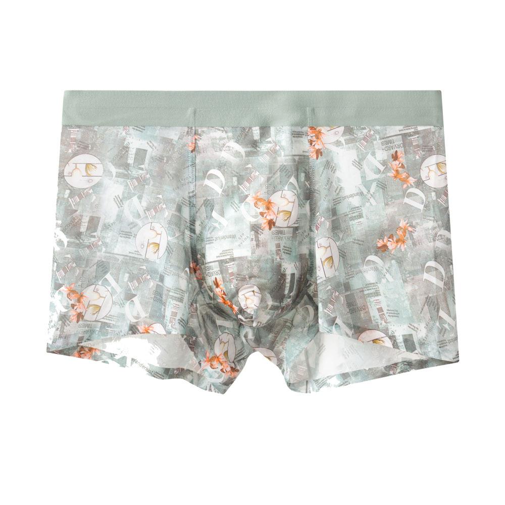 

Чоловіча білизна з крижаного шовку великого розміру з принтом, із середньою посадкою, великого розміру, дихаюча чоловіча білизна 2XL