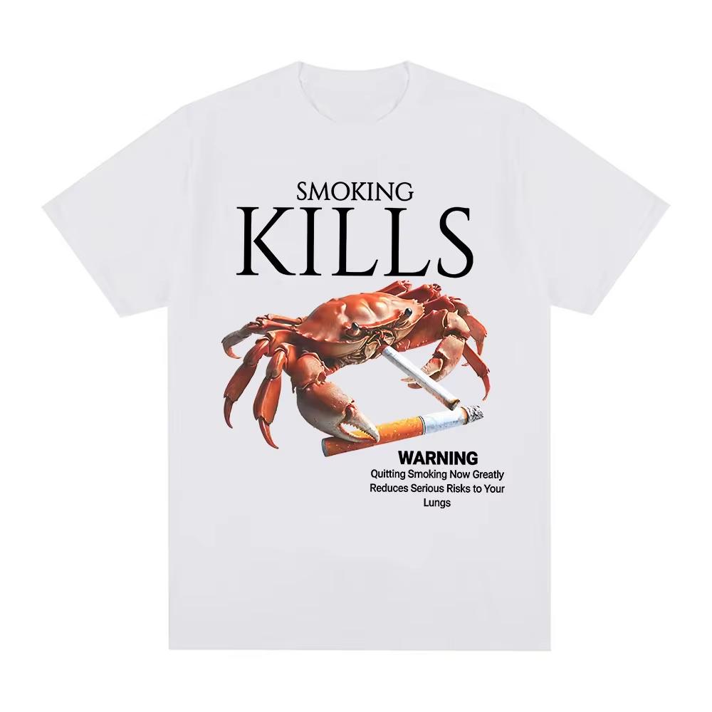 

UNISEX Smoking Kills Crab T Shirts Unhinged Weirdcore Weird Graphic TShirt Harajuku Cotton Short Sleeve Tee Cool Breathable Tops 4XL