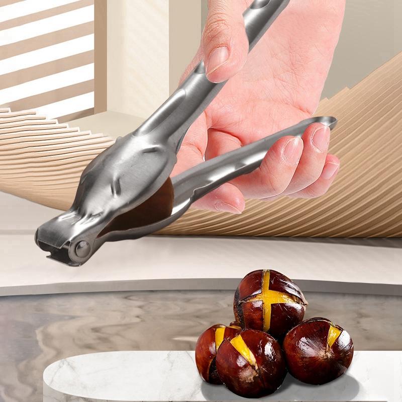 Stainless Steel Chestnut Cutter Opener Multi-Functional Chestnut Cracker Opening Machine Walnut Plier Sheath Cutter Kitchen Tool