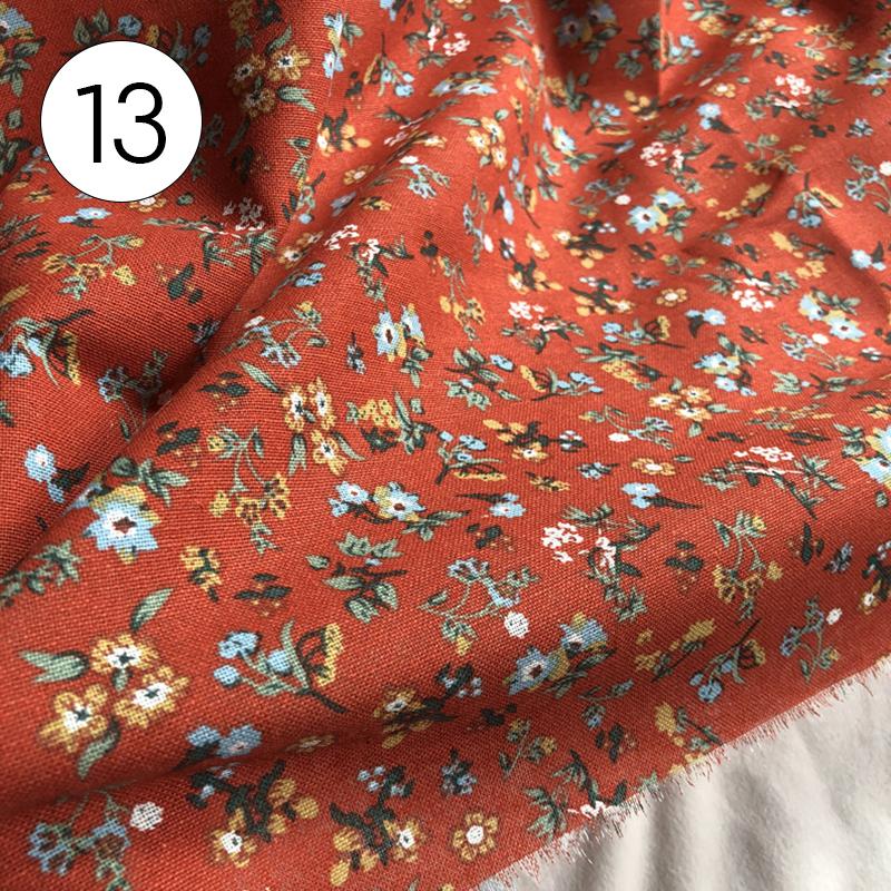 100x145cm Pastoral Style Small Floral Printed Fabric Retro Cotton Linen Fabric For Sewing Clothes Tablecloth DIY Patchwork