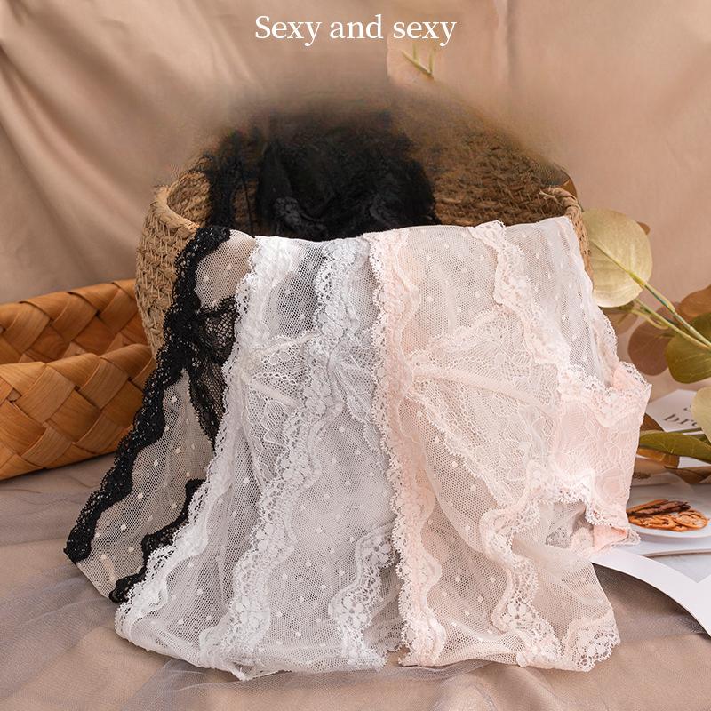 Lace Underwear Women's Ice Silk Breathable Seamless Sexy Briefs Mesh Seducing Pure Cotton Low Waist Triangle Panties