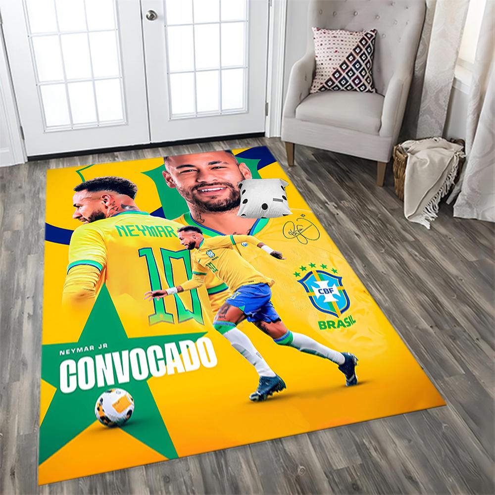 Brazilian Football Star rug for living rooms, bedrooms, home décor, and as gifts.