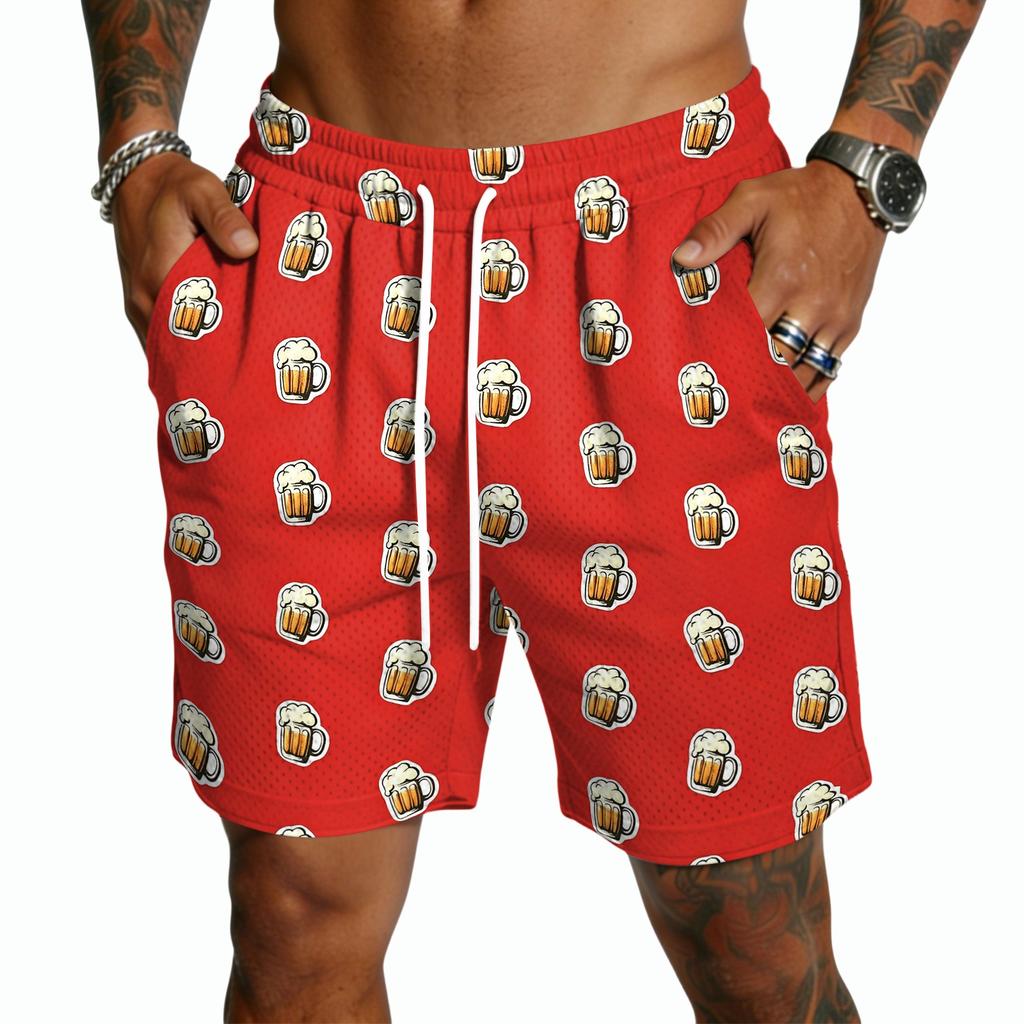 Herren Freizeitshorts mit Print und Kordelzug, Leicht, Schnelltrocknend, 5 Zoll Schrittlänge