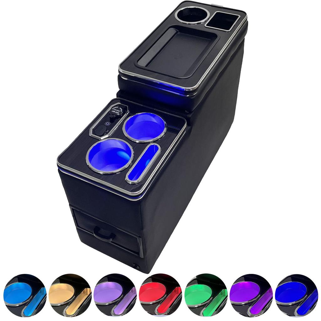 AuoKeer Console Box with Breathing Lamp and Conversion for Toyota and Armrest Console with USB Easy Armrest Storage Box for Toyota 80 70 and 60 Series