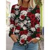 Women's Long Sleeved T-shirt Fashion Skull 3D Printed  Long Sleeve T-Shirt Autumn New Casual Festive Tops For Women Clothing