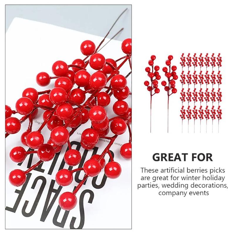 1PCS Christmas Red Berries Ornament Artificial Foam Berry Flower Branches DIY Wreath Xmas Tree Wedding Party Home Decoration