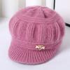 Warm Knitted Beanie Hat Women Seniors Winter Thick Fleece Lined Cotton Blend Cap Short Brim Round Top