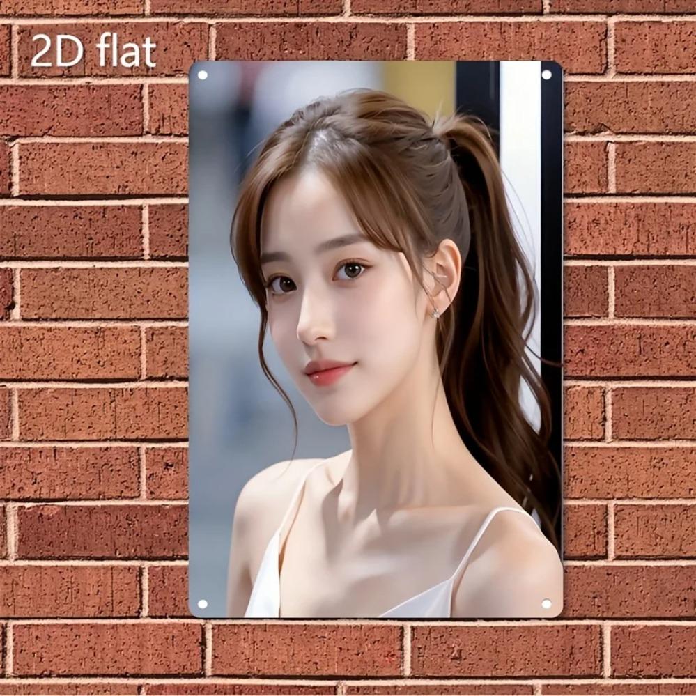 Metall Wandkunst Schild Koreanischer Stil - Minimalistische Frauenfigur Dekoration für Café Zuhause Geschenk, Einfach Aufzuhängen Weihnachtsfeiertag Wanddekor