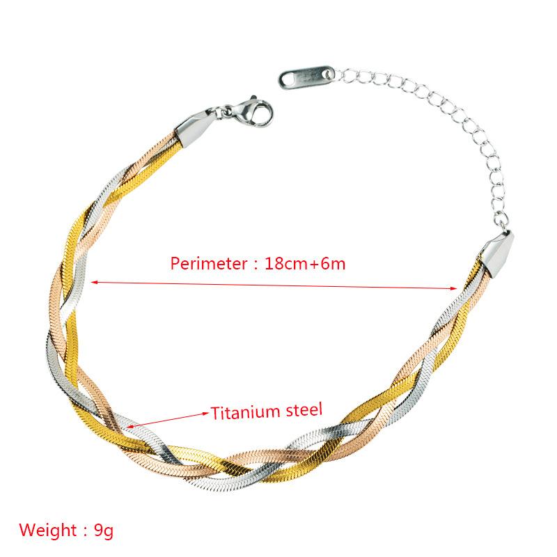 Stainless Steel Tricolor Braided Bracelet for Women Snake Bone Chain Party Ornaments