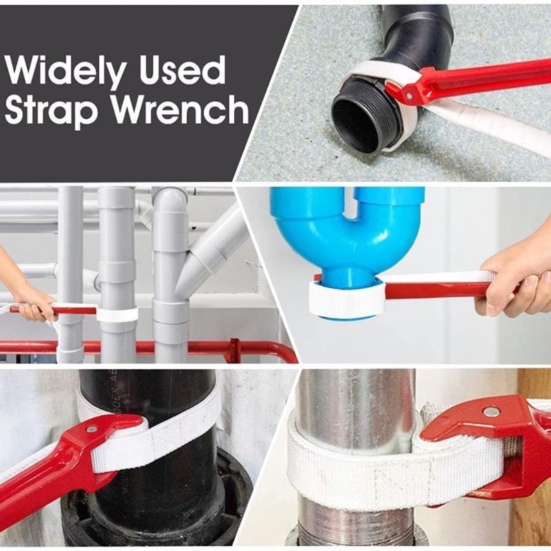12in Oil Filter Handle Strap Wrench Tool Strap Nylon Belt Aluminium-Handle