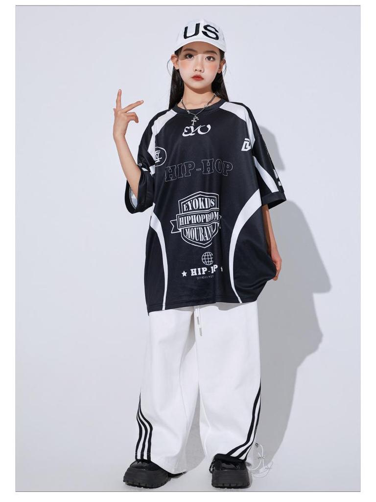 Korean Hip-Hop Quick-Dry Dance T-Shirt and Pants Set for Boys and Girls