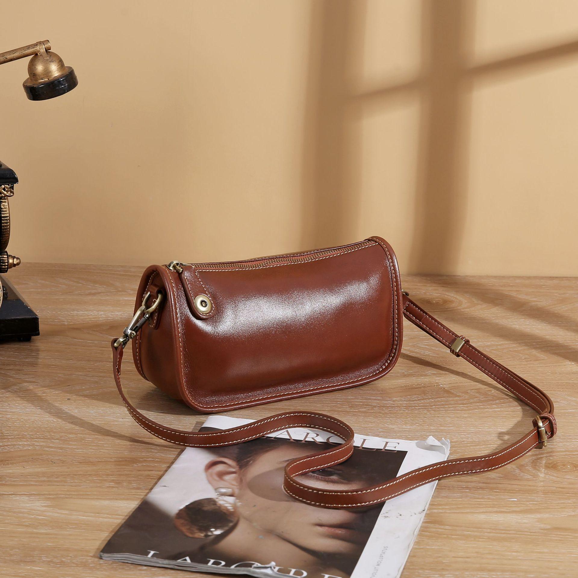 

Универсальные женские сумки из коровьей кожи, сумки-мессенджеры через плечо, простые женские сумки, сумки-пельмени на молнии, сумки-полумесяцы. темно-коричневого