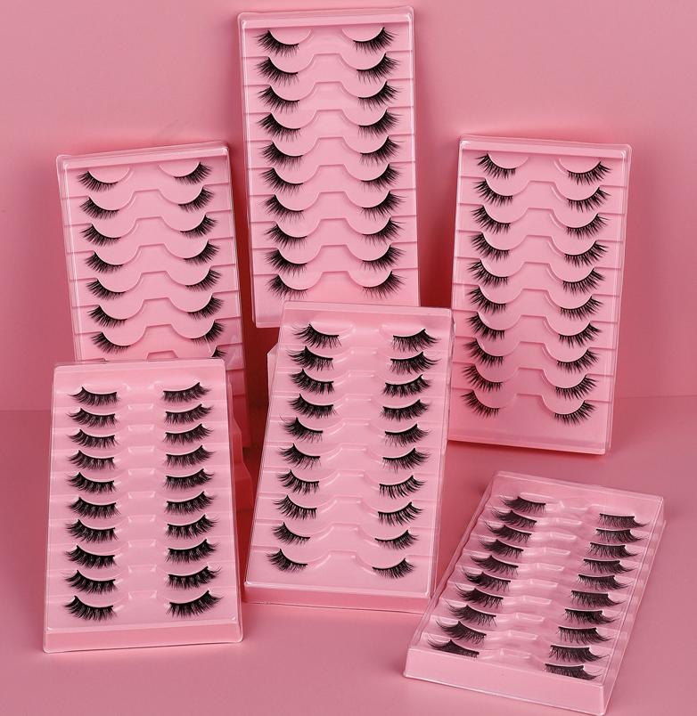 Wholesale Magnetic False Eyelash Curler Magnetic Eyelashes Kit 10 Pairs Slanted False Eyelashes Set Private Label pink&6 mm чёрный