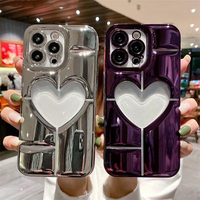 Soft Electroplate Love Heart Phone Case For Iphone 14 13 12 11 Pro Max 14 Plus 14pro Shockproof Soft Plating Silicone Back Cover