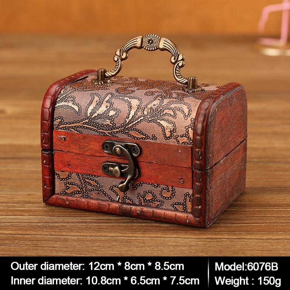 

with Handle Wooden Jewelry Box Vintage Storage Box Gift Treasure Chest Cosmetics Organizer 2