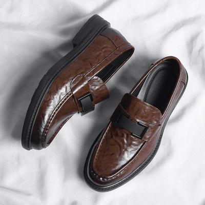 Men Genuine Leather Loafers Thick Bottom Shoes Luxury Designer Fashion Male Slip On Lightweight Moccasins Classic Wedding Shoes