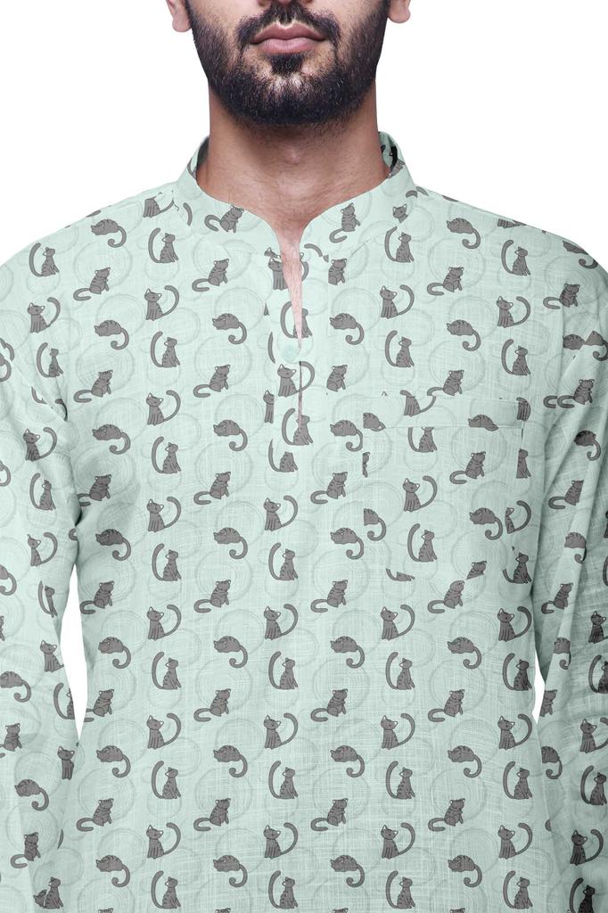 Atasi Cotton Ethnic Short Kurta For Boys Printed Party Wear Kurta For Men