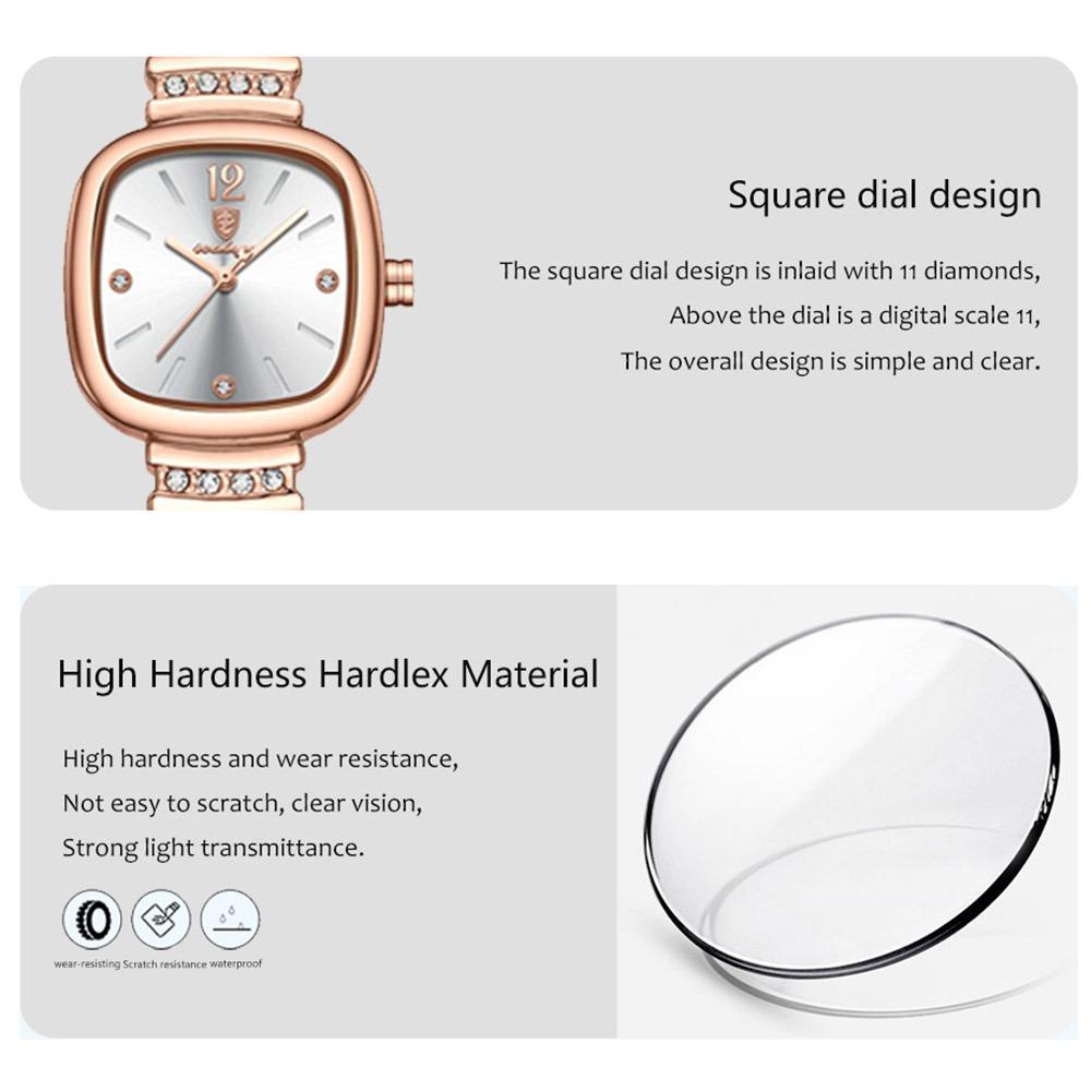 POEDAGAR Luxury Ladies Square Watch Rose Gold Stainless Steel Band with Waterproof Casual Quartz Wristwatch for Women