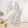 Girls White Halloween Two Piece Outfit Long Sleeve Cardigan Sleeveless Dress Pumpkin Bat Bow Print