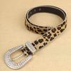 Women  Solid /Leopard Print Studded  Belt Pu Leather Bling  Adjustable Glitter Waistband For Club Party