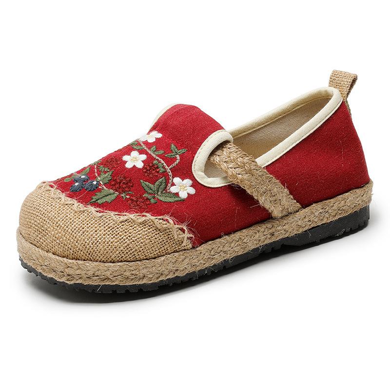 Женская обувь модная обувь интернет-знаменитости этнический стиль вышитые туфли ретро-туфли с круглым носком и мелким горлом 35 2558₽