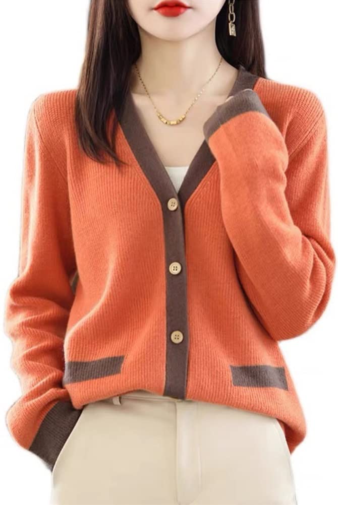 JINZUOMA Knit Cardigan Cut and Sewn Long Loose Perfect for and Everyday Wear One Women's Sweater, Top, Coat, Outerwear, V-Neck, Sleeve, Elegant,