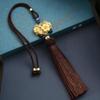 Elegant Gold Ruyi Lock Car Pendant: Rearview Mirror Tassel for Peace and Style