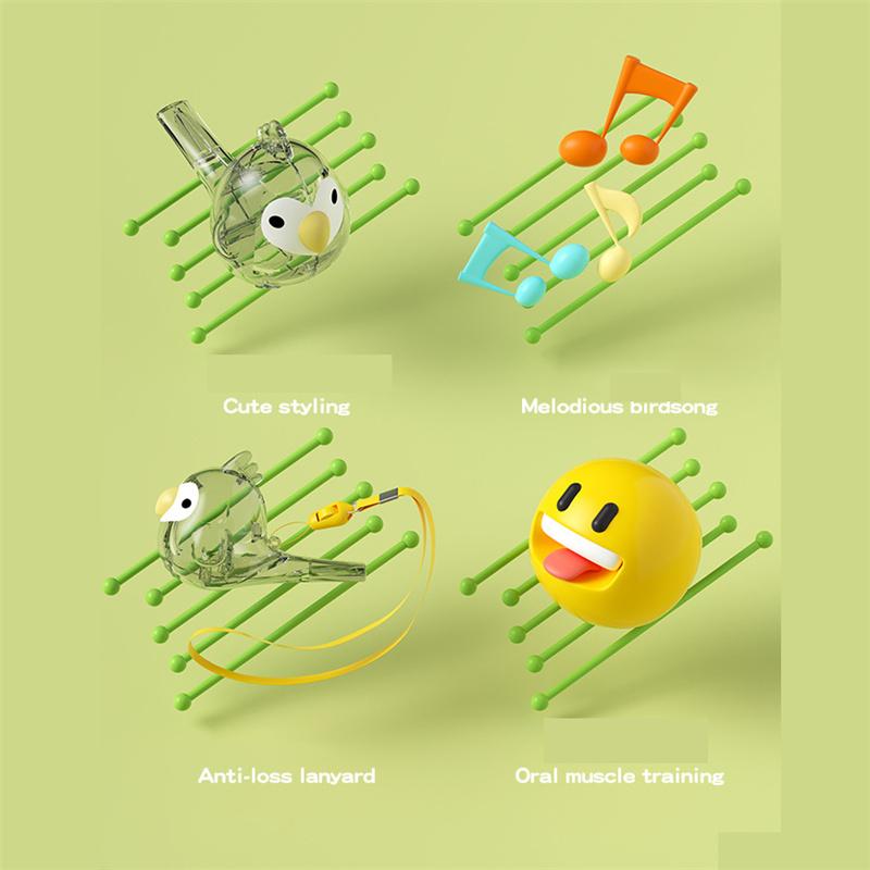 Apito de água infantil em forma de pássaro com cordão, pequeno instrumento musical, dispositivo de chamada de pássaros, presente educacional para crianças