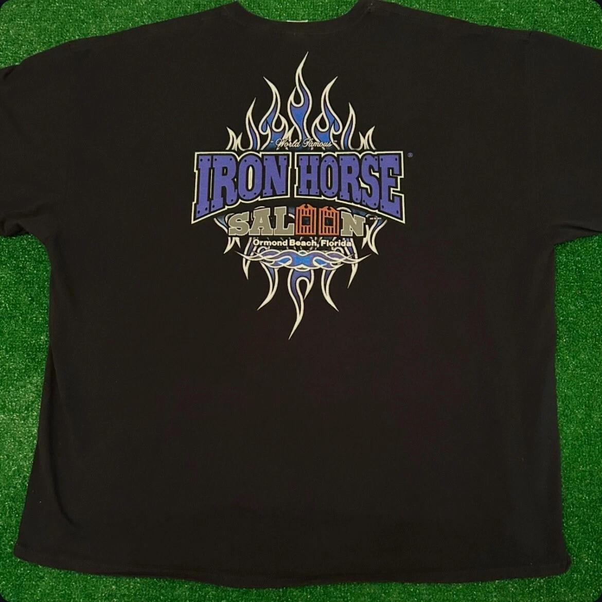 Винтажная рубашка 90-х Y2K Iron Horse Saloon Bike Week Biker Flames Bar VTG Размер 3XL S