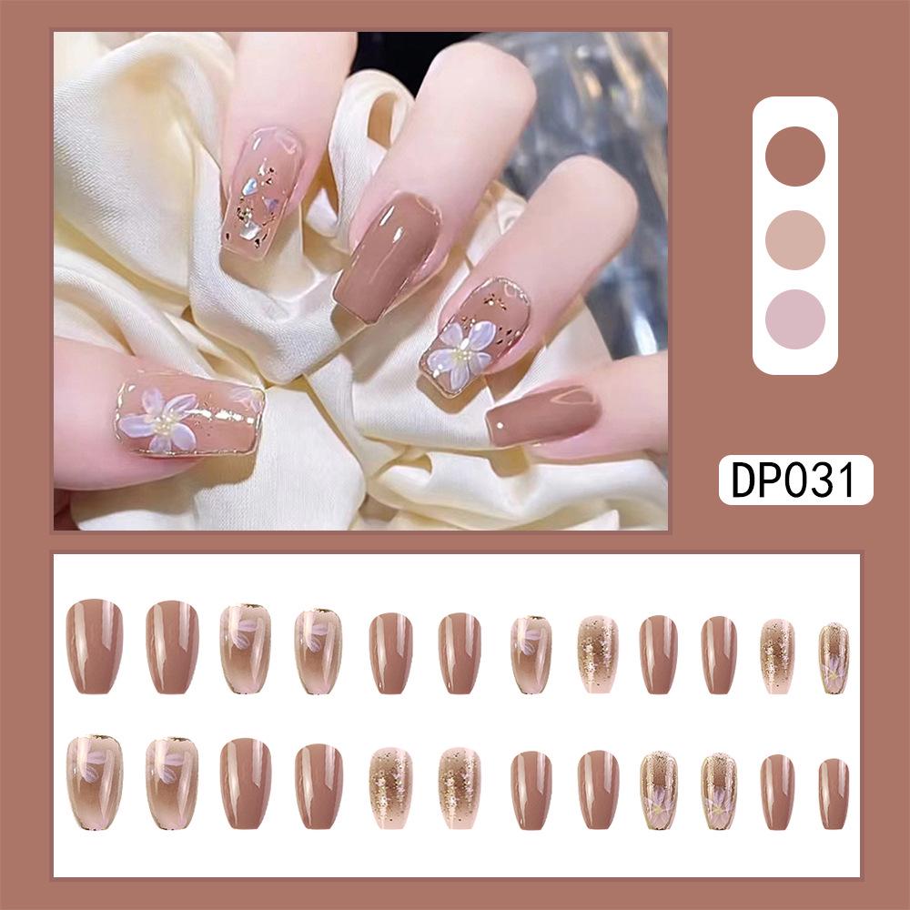 Reusable Blush Nail Art Set: 24 Detachable Wearable Nail Stickers