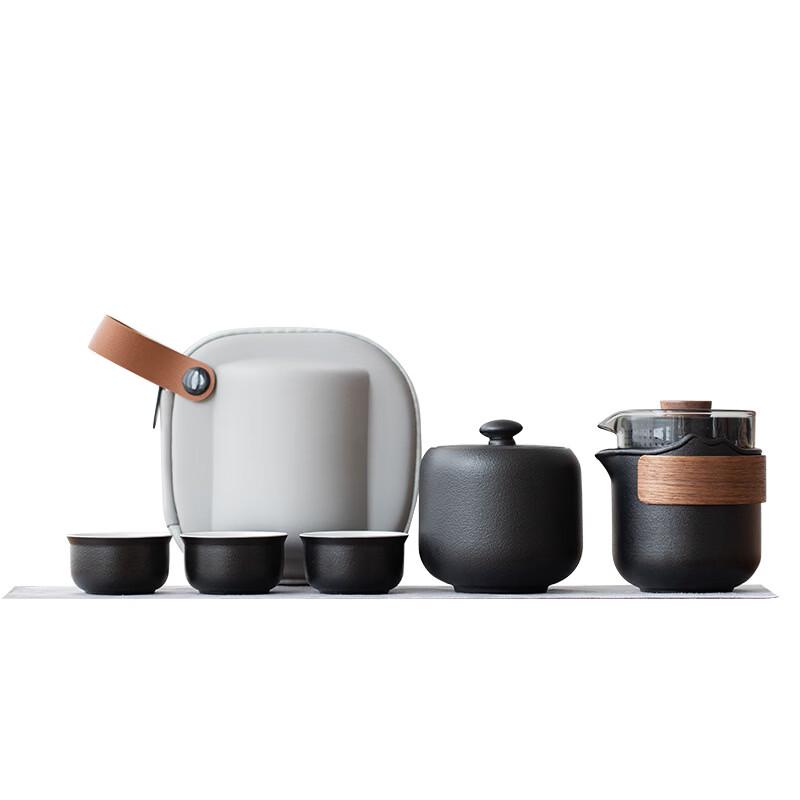 ZhuiJia White Pottery Portable Travel Tea Set