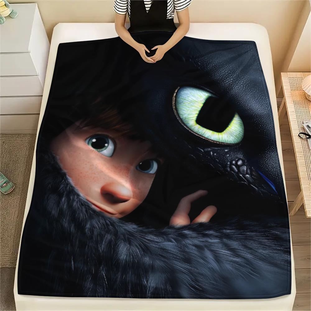 How To Train Your Dragon Hiccup & Toothless Flannel Blanket, High Quality Comfortable for All Seasons, Home Decor, Warmth and Comfort for Gifts.