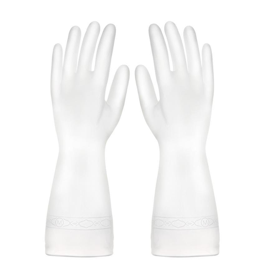 

Полупрозрачные резиновые перчатки для мытья посуды - Водонепроницаемые, Нескользящие, Прочные, Тонкие для домашней уборки и использования на кухне. M