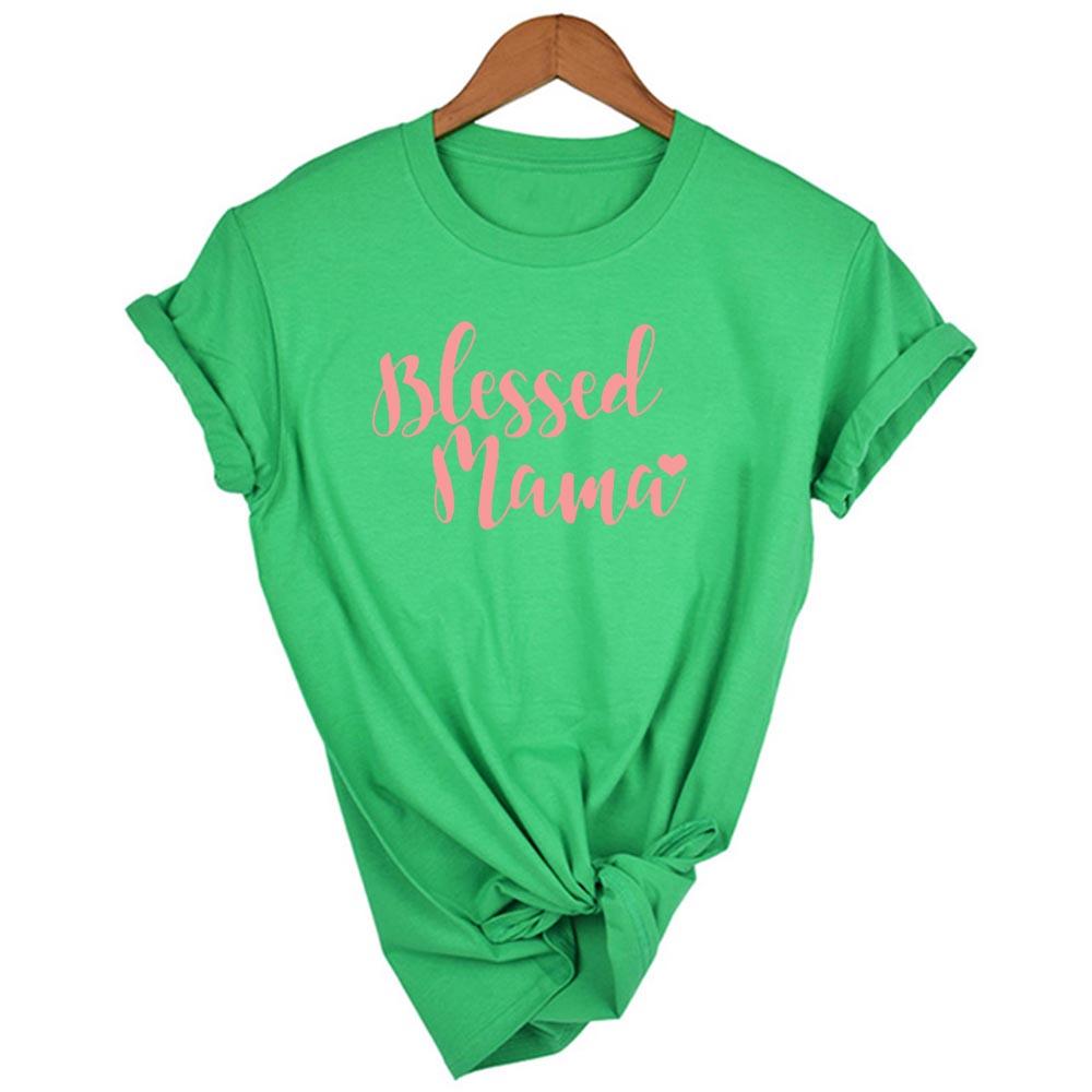 Blessed Mama Letters Print Short Sleeve Women Tshirt Casual Funny T Shirt Yong Lady Mom Life