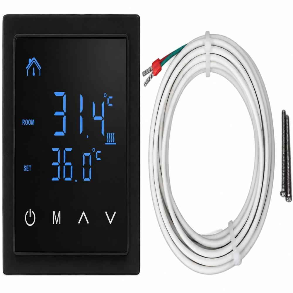 White Backlight Floor Heating Controller 16A Current Temperature Panel  Electric Heating Cable
