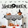 Elegant Halloween Lace Mantle Scarf with Spiderweb and Bat Motifs, Black Halloween Cobweb Fireplaces Scarf 200x50cm