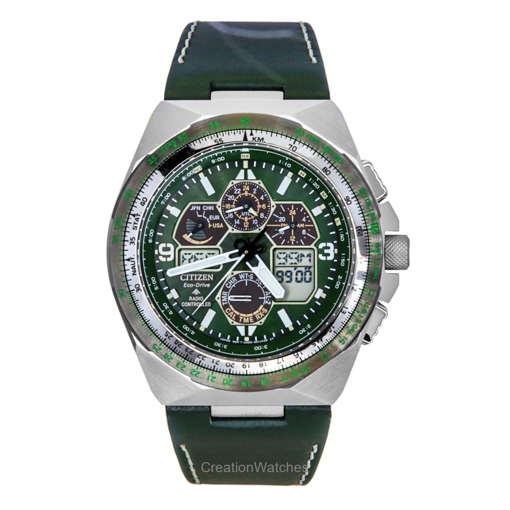 Citizen Promaster Skyhawk A-T Perpetual Calendar Chronograph Green Dial Eco-Drive Diver's JY8147-01X 200M Men's Watch