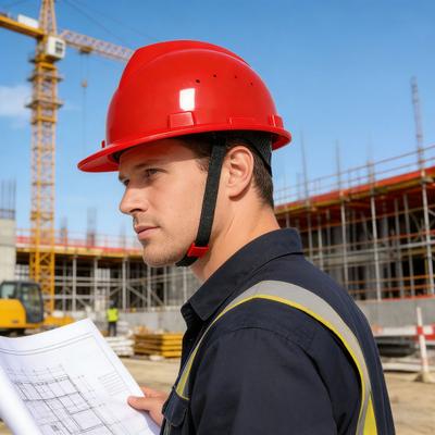 Construction Helmet 6-Point Ratchet Suspension Safety Hard Cap Impact-Resistant Helmet for Work Home Head Protection