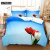 Sky Tulip Lovers Queen Bedding Set Duvet Cover Kids Bedroom Bed Set Comforter Cover Set King Size Duvet Cover Set Bedding Sets
