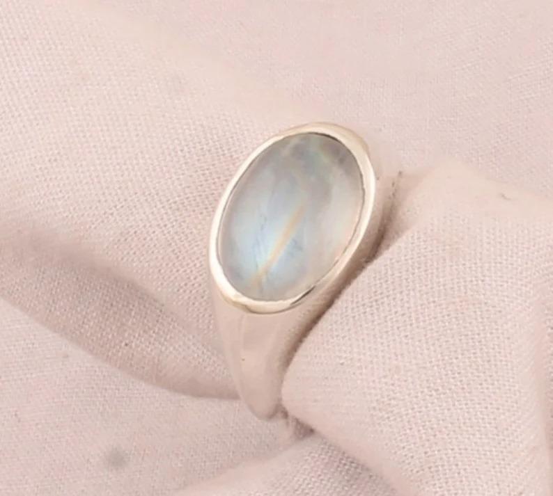 Månstensring, 925 Sterling Silver Handgjorda smycken. Birthstone Ring, Solitaire Ring, Vigselring, Solid Ring