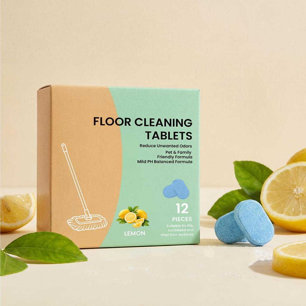 12Pc/box Floor Cleaner Stain Dust Scrub Tabs Scented Dissolvable Cleaning Tablets for Hardwood Tile Toilet Bathroom Home Kitchen