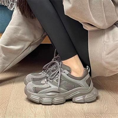 Mesh Dad Schuhe Damen 2025 Frühling neu vielseitig atmungsaktiv Schnürschuhe Freizeitschuhe Laufschuhe vielseitige Sport-Trendschuhe