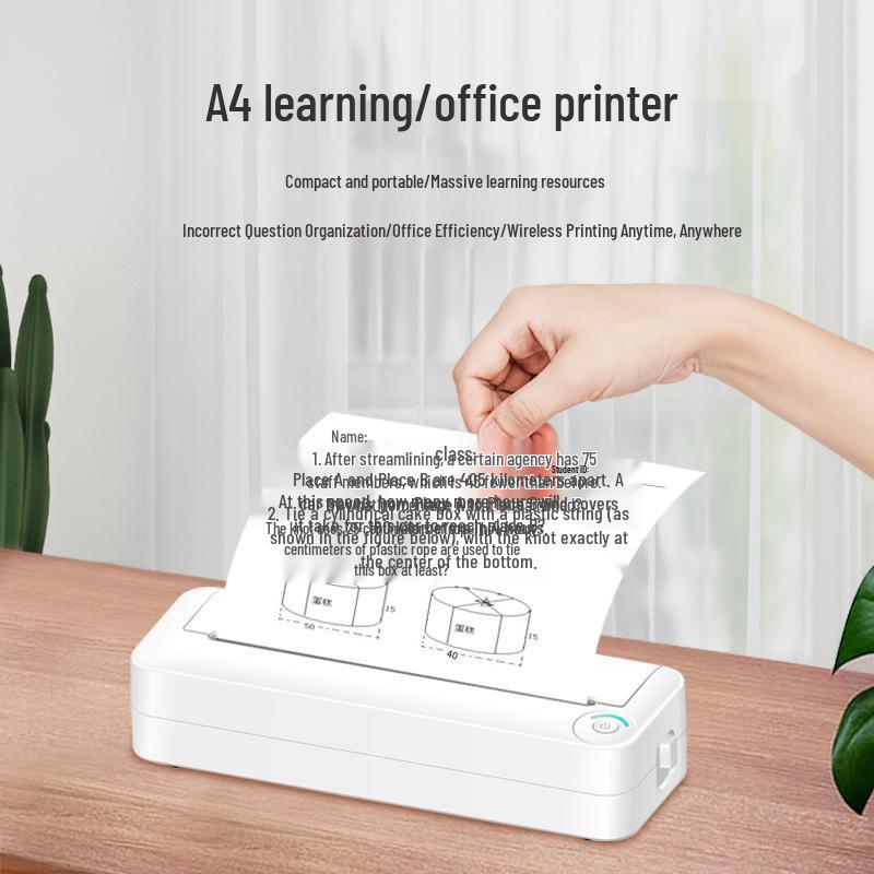 Portable A4 Bluetooth Thermal Printer for Home, Office & Study - Wireless Remote Printing