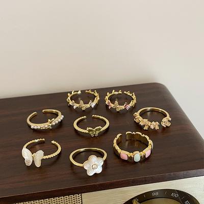 Light Luxury High-End Shell Flower Butterfly Open Ring Female Simple Niche Design Personalized Versatile Ring Ring