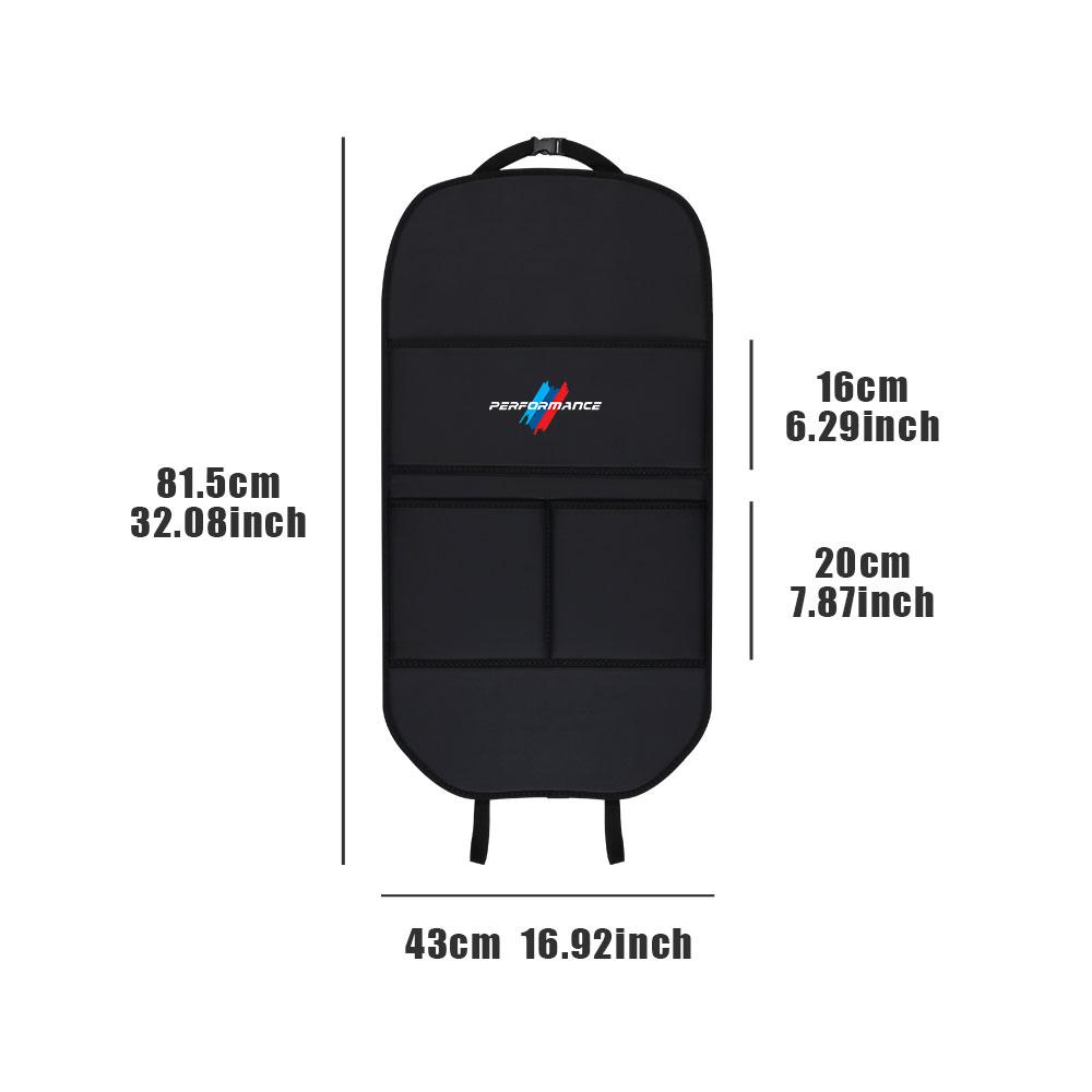 For BMW M Car Seat Back Storage Bag Multifunctional Storage Anti-Kick Mats Large Capacity Car Backseat Organizer Protector Pad